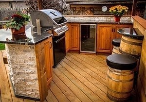 Grill deck with countertop